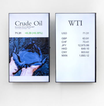 Marek Wolfryd
Study for a Global Manipulation of Goods and Assets, 2025
Programming, Raspberry Pi, 2 55-inch TVs
Variable Dimensions
Edition of 3 plus 1 AP - © Copyright the Artist
Courtesy of General Expenses, Paris Internationale
