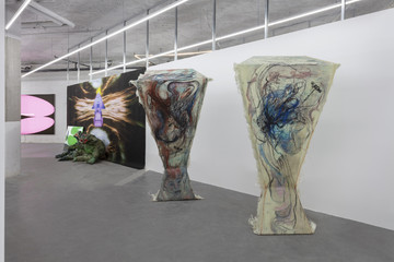 Installation views, Paris Internationale 2025 with Monster Chetwynd, Xanti Schawinsky, Raphaela Vogel, Nora Turato

Courtesy the artists & Galerie Gregor Staiger, Zurich/ Milan
Photography:  Sebastiano Pellion di Persano - © Paris Internationale