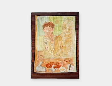 Søren Arildsen 
Blood Brothers, 2025
Coloured Porcelain, wood frame
34.5 × 24.5 × 4.5 cm - © Paris Internationale