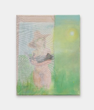 Lu Junyi
*Existential Dread in A World of Narrative*, 2025
Oil, pencil on gauze and canvas, and watercolour on paper 
28.5 × 35.5 cm - © Paris Internationale