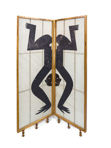 Erik Tlaseca
*What if your condition as a vampire doesn't make you eternal, neither sublime nor an immoral monster?* (from the *Eclipse* series), 2025 
Combination of different leathers, zebra and walnut wood
Open: 175 x 120 cm 
Closed: 180 x 20 cm
Unique - © Image courtesy of the artist and LLANO (Mexico City, MX), Paris Internationale