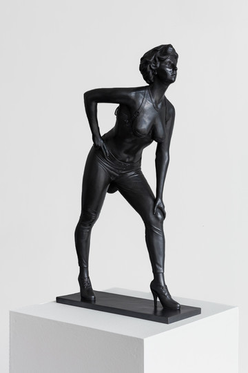 Katrina Daschner, Frau Professor La Rose, 2012
cast bronze, patinated
84 x 47 x 28 cm 
courtesy: the artist and Lombardi-Kargl - © Photo: &copy; Lombardi&mdash;Kargl 
Artwork: &copy; Katrina Daschner 
Photographer: kunst-dokumentation.com, Paris Internationale