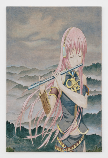 Dario Wokurka, Nightcore Flute, 2024
acrylic on linen
115 x 75 cm
courtesy: the artist and Lombardi-Kargl - © Photo: &copy; Lombardi&mdash;Kargl 
Artwork: &copy; Dario Wokurka
Photographer: kunst-dokumentation.com, Paris Internationale