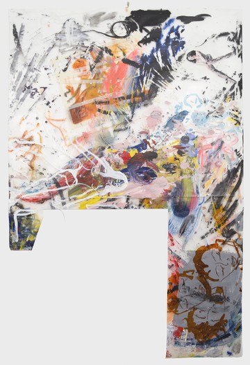 Untitled, 2025
Acrylic, oil, tape and ink on plastic
184 x 125 cm - © Paris Internationale