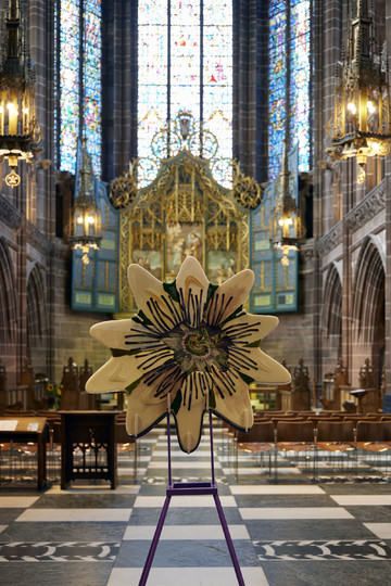 Ana Navas at Liverpool Cathedral, as part of Liverpool Biennial 2025, BEDROCK, curated by Marie-Anne McQuay, photography by Mark McNulty - © Paris Internationale