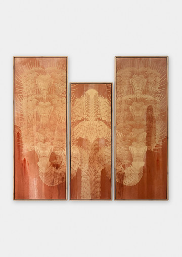 Naga 1, 2025

Soil on cotton, bamboo frame
144 x 152 x 4.2 cm
56 3/4 x 59 7/8 x 1 5/8 in - © Paris Internationale