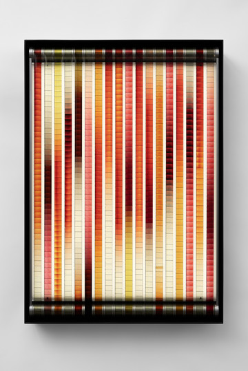 Rosa Barba
"Dictionary of Color Standards", 2025
Steel, acrylic, aluminium, LED lights, motor, 35mm film
cm 100 x 70 x 12
in 39,4 x 27,6 x 4,7

© CHROMA - © Paris Internationale