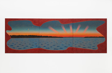Caroline Bachmann
*An American Lake Lune une etoile*, 2026
Oil on canvas, triptych
80 x 240 cm (3 elements, 80 x 80 cm each)
Courtesy the artist and Galerie Gregor Staiger, Zurich / Milan - © &copy; Caroline Bachmann, Paris Internationale