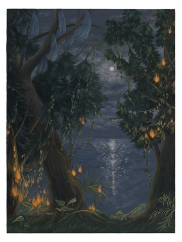 Fire and Moonlight, LIN Shan, 2026. Oil on aluminum, 40 × 30 cm - © Paris Internationale