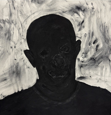 Felix Shumba, Telephone Reader QUIU45/ Antenna - Dust, 2025, charcoal on paper, 56 x 56 cm - © C.sy the Artist and Galleria Fonti, Paris Internationale