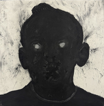 Felix Shumba, Telephone Reader IMU84/ Antenna - Dust, 2025, charcoal on paper, 56 x 56 cm - © C.sy the Artist and Galleria Fonti, Naples, Paris Internationale
