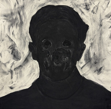 Felix Shumba, Telephone Reader YU334/ Antenna - Dust, 2025, charcoal on paper, 56 x 56 cm - © C.sy the Artist and Galleria Fonti, Naples, Paris Internationale
