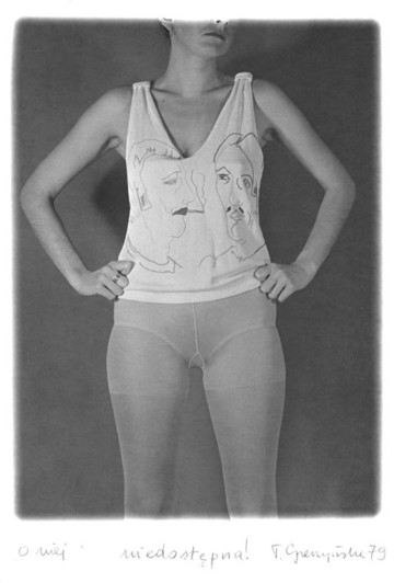 Teresa Gierzyńska, *Unavailable I (About Her series)*, 1979, signed and verso signed, artist's stamp on the back, gelatin silver print on matte paper, mounted on cardboard, pencil, wooden frame, UV glass, unique, 28.7 x 19.5 cm, 11 3/8 x 7 5/8 in - © Copyright the artist and Gunia Nowik Gallery, Paris Internationale