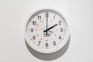 Brief: A Niceday wall clock previously located at the former V&A store, where the artist worked for a period of two years until the completion of the project, to be located at the exhibition space entrance set to GMT. - © Courtesy of the artist and LLANO (Mexico City)., Paris Internationale