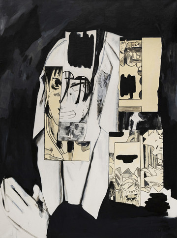 . Acrylic, oil and permanent marker on canvas, 131 × 98 cm. Courtesy the artist and Mountains, Berlin - © Paris Internationale