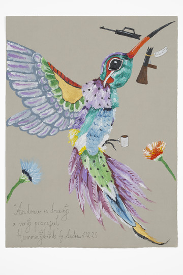Andrew is drawing a very peaceful Hummingbird - © Paris Internationale
