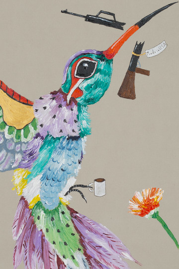 Andrew is drawing a very peaceful Hummingbird - © Paris Internationale